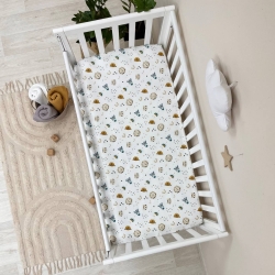 Husa saltea patuț bebe copii din bumbac 120 x 60 cm, Lei si zebre